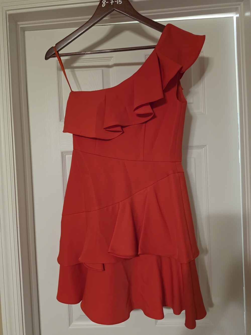 BCBGMaxAzria Red One-Shoulder Ruffle Dress - Picture 2 of 3